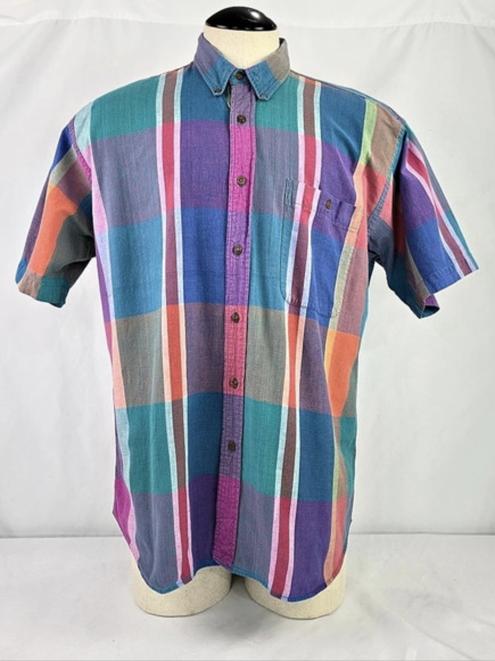 Chaps Ralph Lauren Vintage 90's Plaid Short Sleeved Button Front Shirt